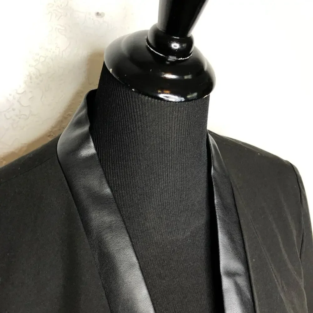 Torrid black faux leather trim open front blazer jacket size 1 or 1X NWT